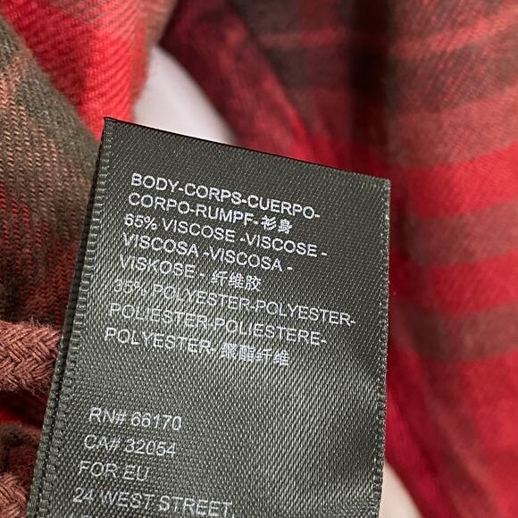 Urban Outfitters Red Black Plaid Drawstring Hoodie Women's Size X-Small XS NWT - Picture 7 of 8